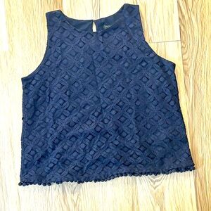 Ann Taylor factory navy blue lace tank blouse